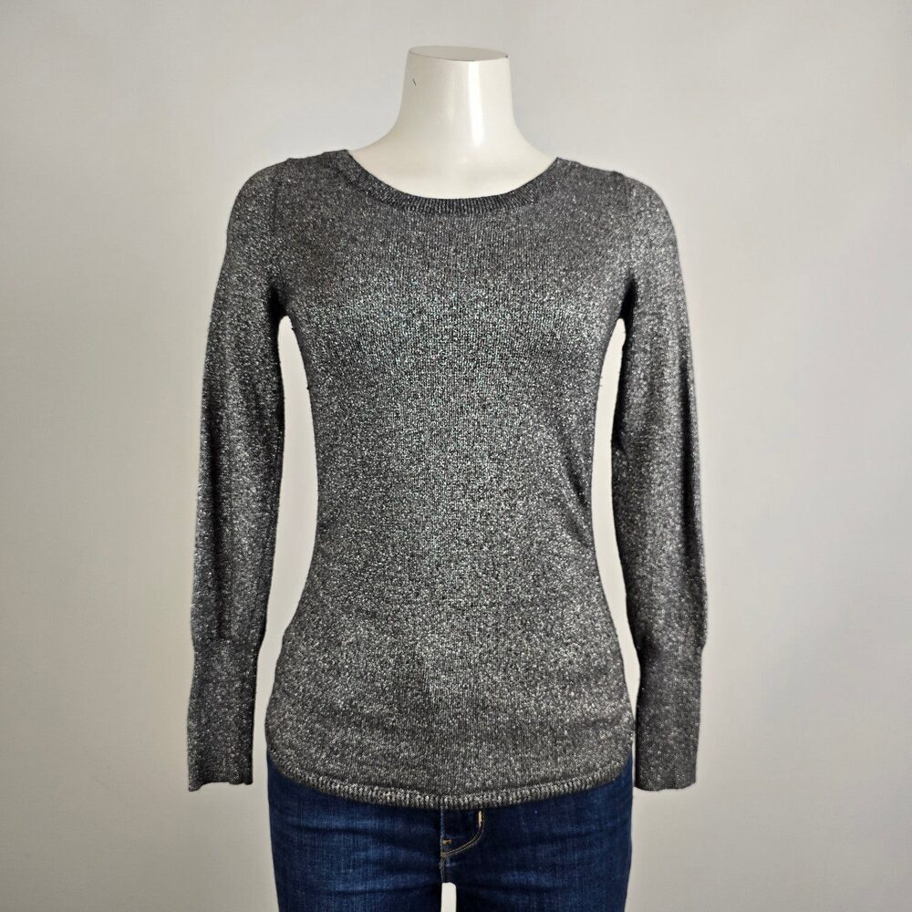 Banana Republic Silver Italian Yarn Wool Knit Sweater Size S